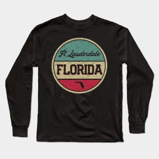 Ft Fort Lauderdale Florida 70'S 80'S Long Sleeve T-Shirt